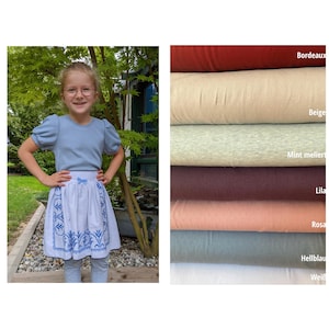 Shirt puff sleeves ajour jersey basic shirt color choice
