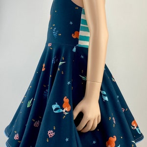 Sommerkleid Drehkleid Tellerkleid Kleid mit Tellerrock Trägerkleid Strandkleid Meerjungfrau weiß oder blau Bild 7