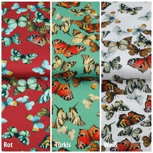 Drehkleid Sommerkleid Jerseykleid Schmetterlinge rot türkis weiß Bild 10