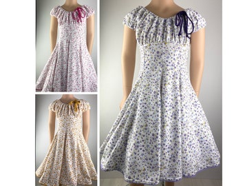 Dress summer dress cotton dress jersey dress swivel dress party dress school dress scattered flowers pink purple mustard