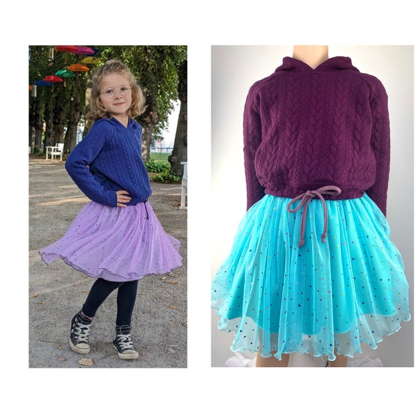 Jupe tulle pailletée violet bleu couleur au choix