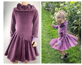 Swivel dress, cuddly dress, plate dress, winter dress, shawl collar, choice of colors!