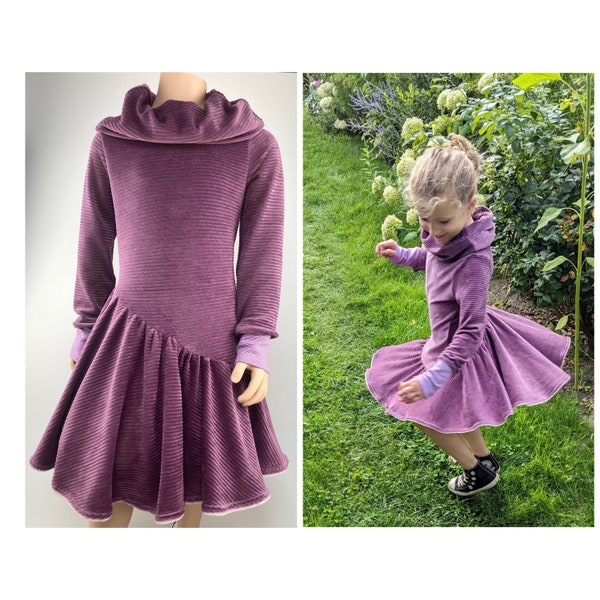 Drehkleid Kuschelkleid Tellerkleid Winterkleid Schalkragen Farbwahl!