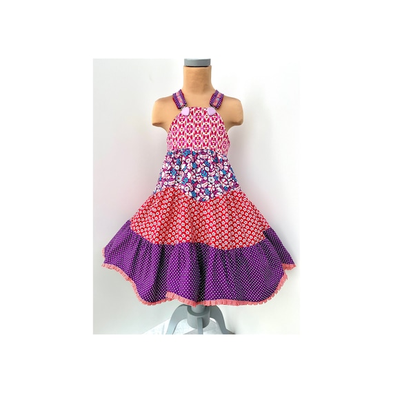 open lace back dress Monnalisa Baby Girls Rose Denim Dungaree Dress in Blue main image 1