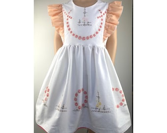 122/128 Dress Upcycling Vintage Nostalgia Rotating Dress Summer Dress Unique Hand Embroidery