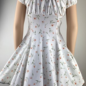 Kleid Sommerkleid Baumwollkleid Jerseykleid Drehkleid Festkleid Einschulungskleid Blüten Farbwahl rosa oder weiß Bild 9