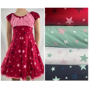 Robe d&#39;été, robe en coton, robe en jersey, robe tourbillonnante, robe de soirée, robe d&#39;inscription scolaire, étoiles