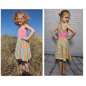 Summer Dress Swing Dress Circle Dress Strap Dress Beach Dress Rainbow Stars
