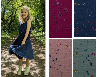 Summer dress, twirl dress, circle dress, muslin, choice of colors, glitter