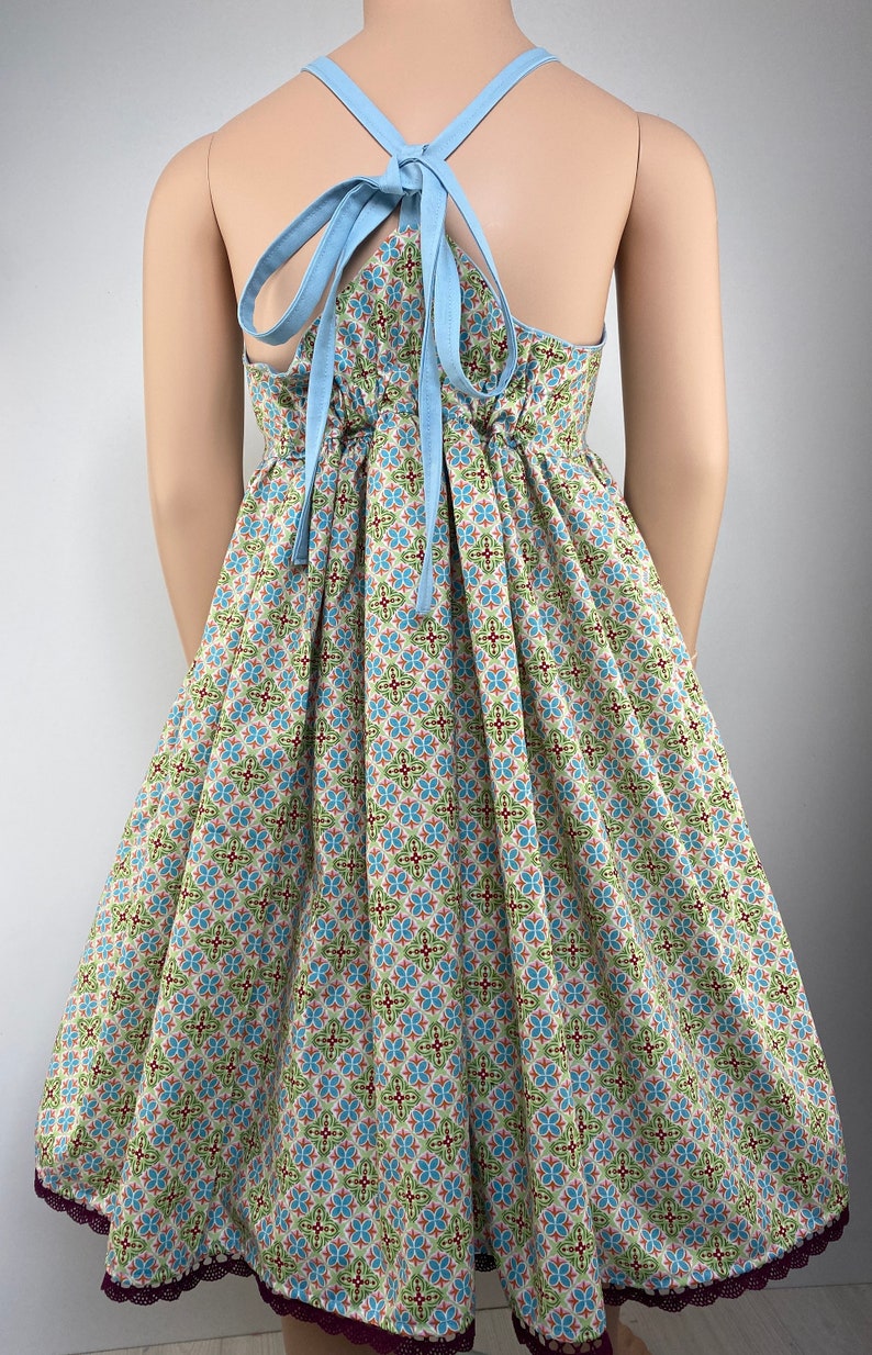 Dress summer dress cotton dress swivel dress bib skirt bib dress flowers green image 3