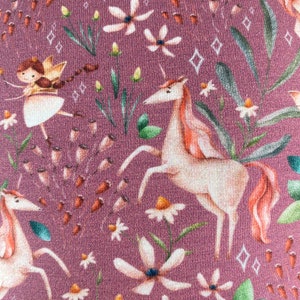Drehkleid Sommerkleid Jerseykleid Tellerkleid Puffärmel Elfen und Einhorn rosa oder weiß Bild 3