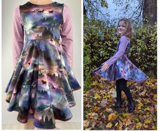 Plate dress swivel dress sweat dress long sleeve dress horses Mystic Horses purple