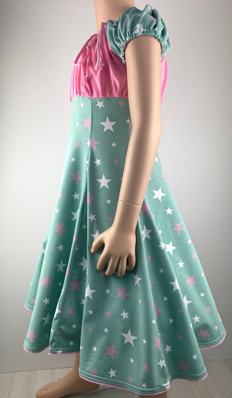 Kleid Sommerkleid Baumwollkleid Jerseykleid Drehkleid Festkleid Einschulungskleid Sterne Bild 8
