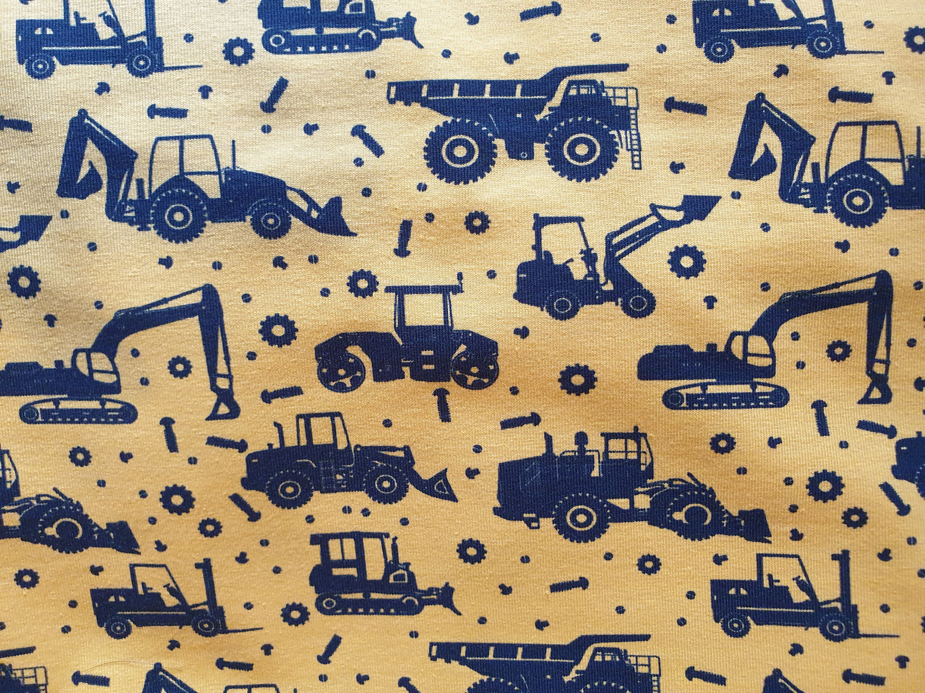 Construction Vehicle Cotton Jersey Etsy
