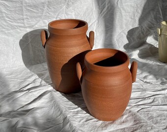 Red Clay Handled Vase - 2 sizes