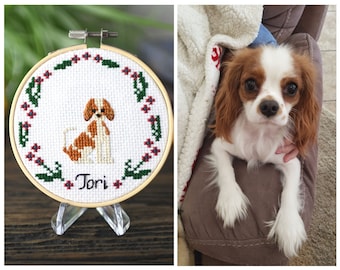 Personalized Pet Tribute for Dog Lovers | Custom Cross Stitch Pet Portrait: Cherish Your Furry Friend's Memory | Unique Custom Dog Portrait