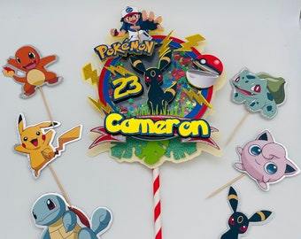 Personnalisé Pokemon Themed Cake Topper Paillettes Carte Party Decor