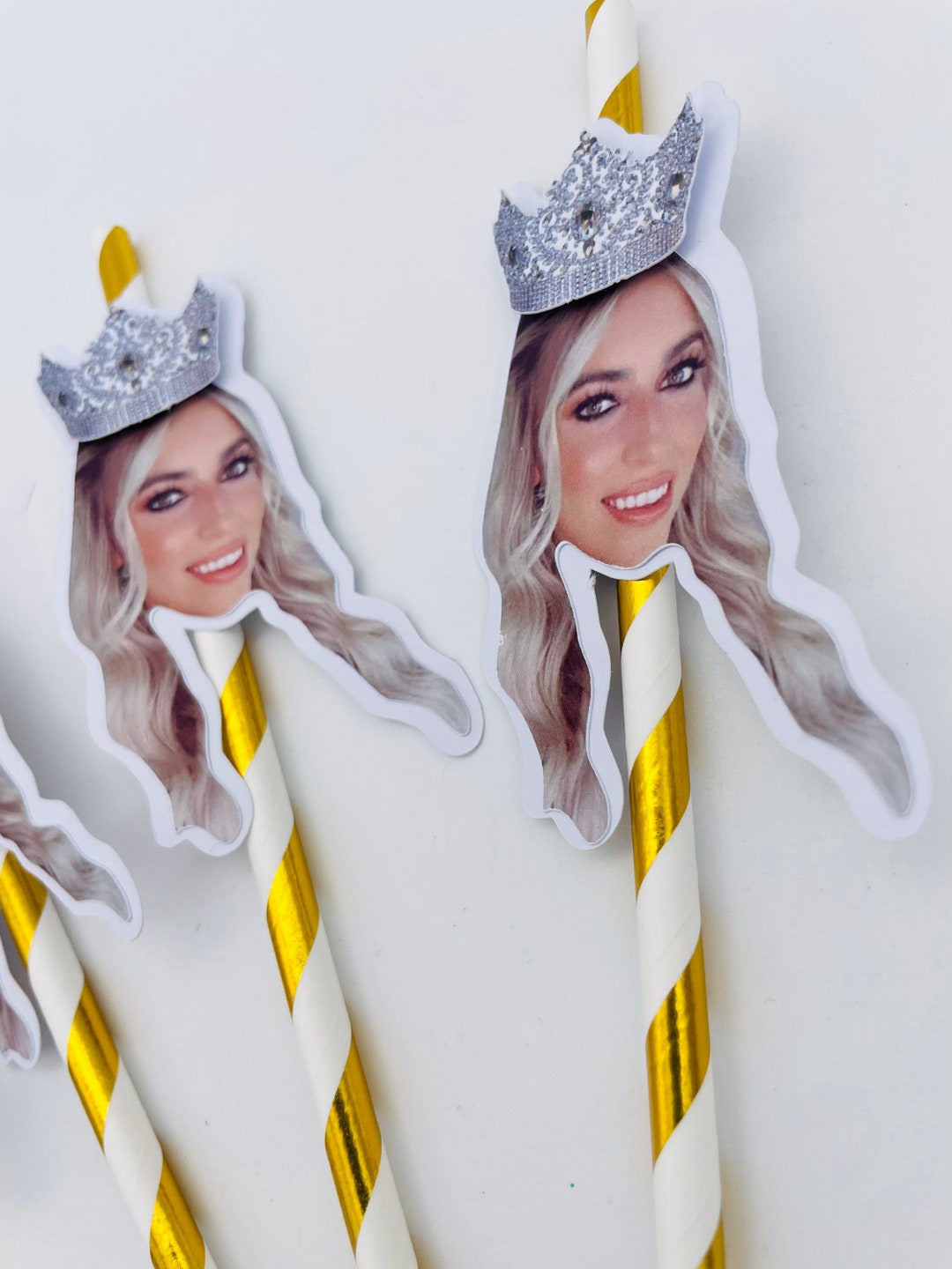 Personalized Queen Crown Photo Straws: Birthday Party Princess Decor ...