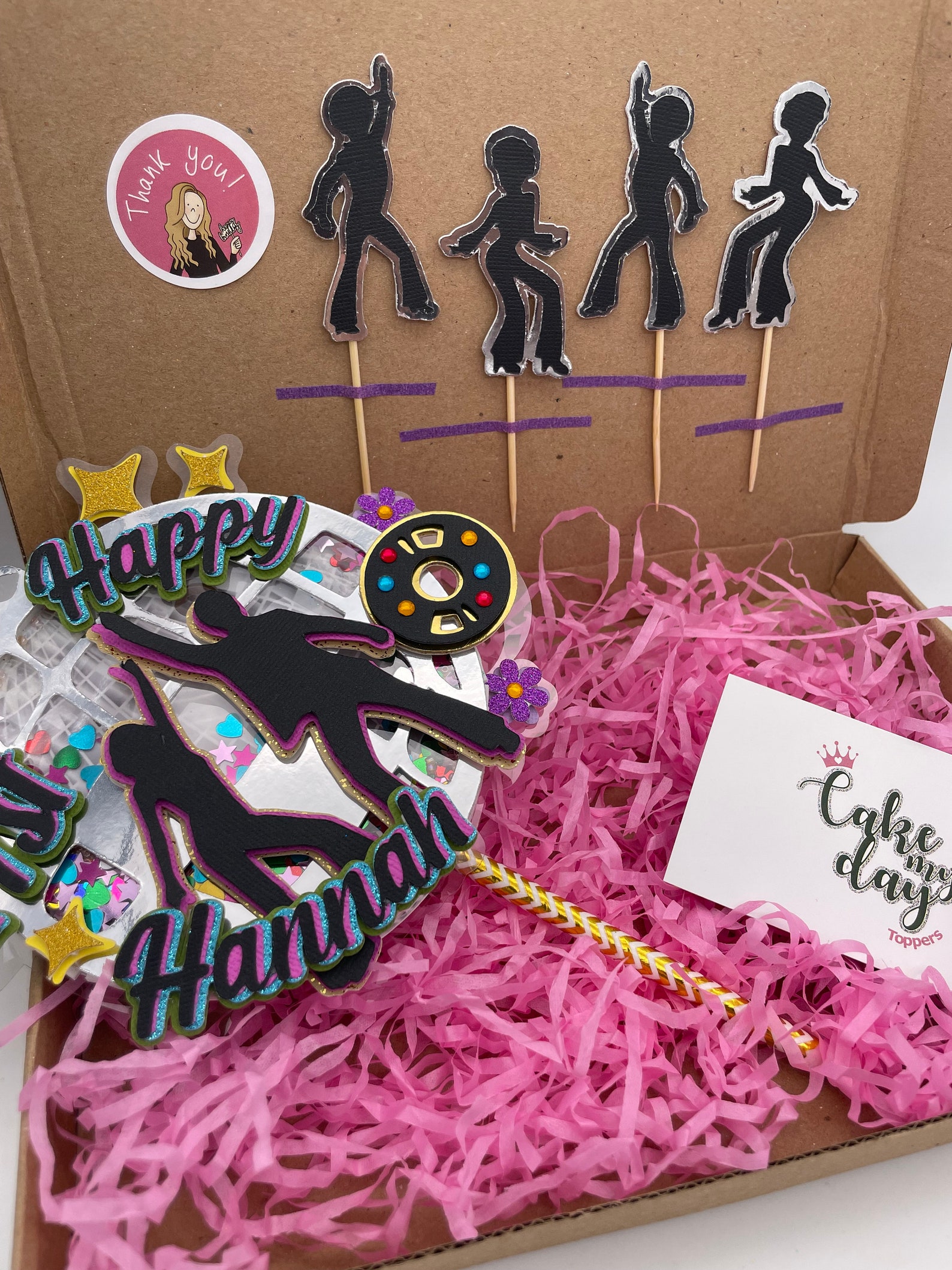 Disco Cake Topper Disco Ball Cake Dancer Silhouette Cake Etsy UK