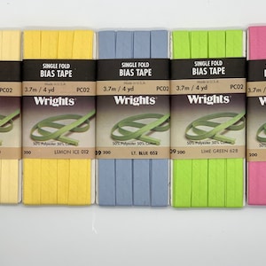 1/2&quot; Single Fold Bias Tape - 4 yards - Polyester/Cottton - Wrights Single Fold Bias Tape