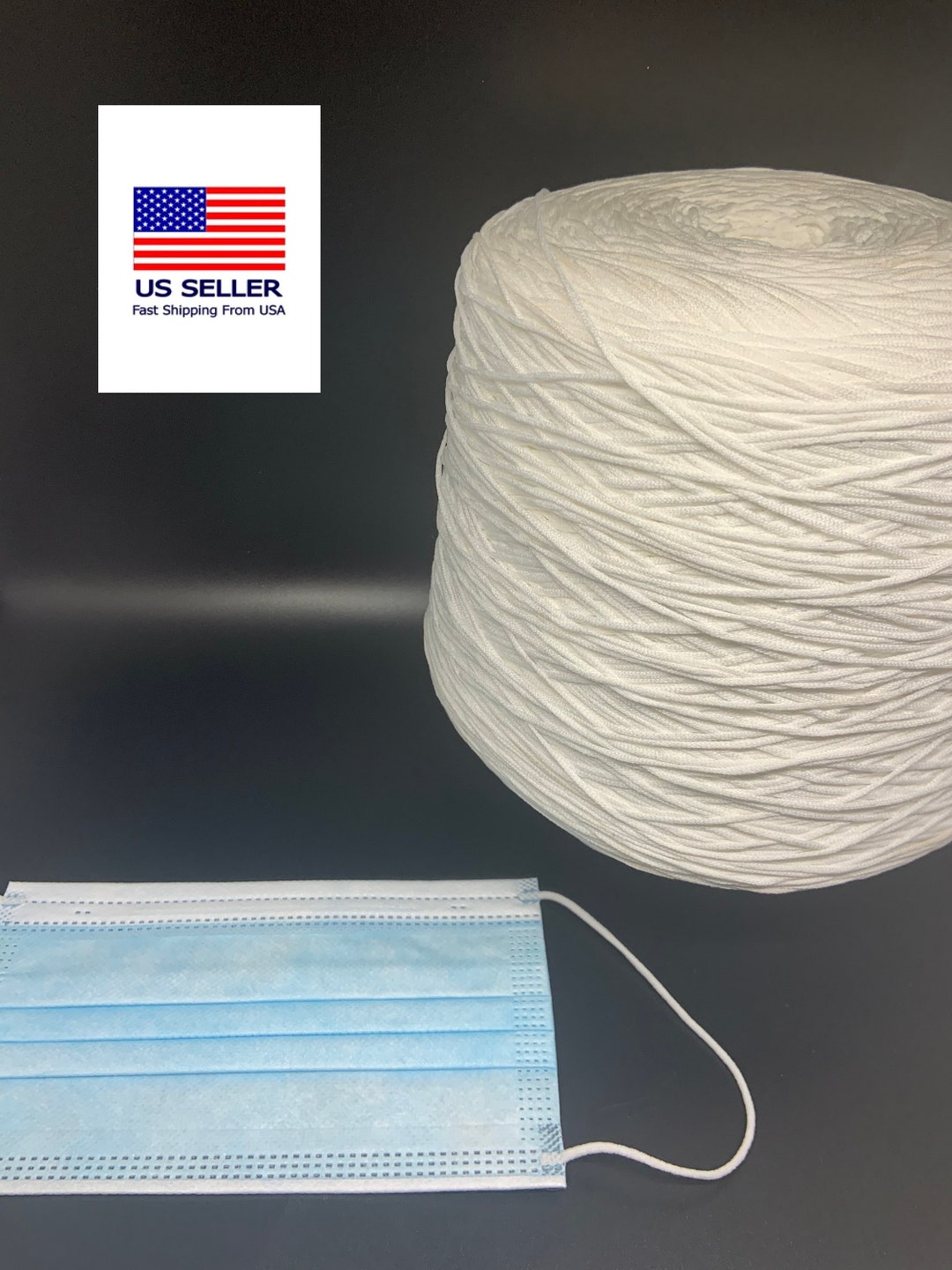 1/8 3mm Soft White Elastic Cord for Masks Ear Loop Elastic Face Mask