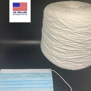 1/8" (3mm) Soft White Elastic Cord For Masks Ear Loop Elastic Face Mask Elastic Free Shipping