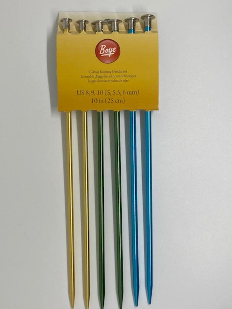 Boye Knitting Needle Set-Classic Knitting Needle Set-3 Sizes (US 8,9,10), Aluminum metal knitting needles image 1