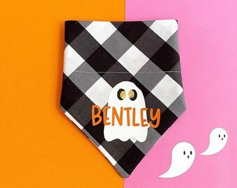 Halloween Dog Bandana, Over the Collar Dog Bandana, Halloween Dog Costume, Ghost Dog Bandana, Gifts for Pets