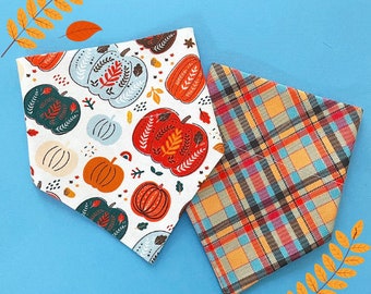 Fall Pumpkin Dog Bandana, Over the Collar Dog Bandana, Halloween Dog Bandana, Autumn Dog Bandana