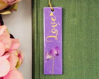 Small Purple Floral Bookmark, Floral Bookmark, Book Lover Gift, Book Accessory, Reading Gift, Faux Flowers, Gift for Her, Romantic