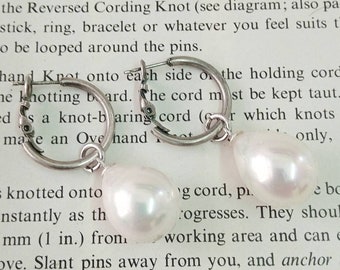 Pearl drop earrings, Pearl hoops earrings