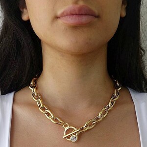Statement necklace, Statement gold necklace, Gold necklace with toggle clasp, Gold toggle necklace, Unique gold necklace