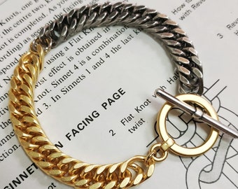 Chunky chain bracelet, Mixed metals statement bracelet