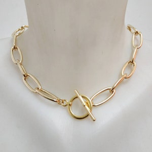 Paperclip necklace, Gold chain necklace, Layering gold necklace