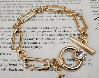 Gold paperclip bracelet, Gold chain bracelet