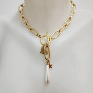 Gold drop necklace, Gold lariat necklace, Y necklace