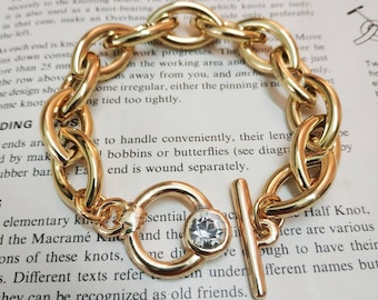 Chunky gold bracelet, Thick gold chain bracelet