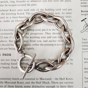 Bracciale a catena in argento, bracciale in argento grosso, bracciale con chiusura Toggle