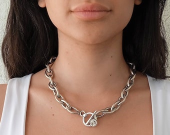 Silverkedjehalsband, Statementhalsband, Grovt halsband