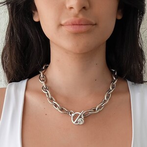 Silver chain necklace, Statement necklace, Chunky necklace