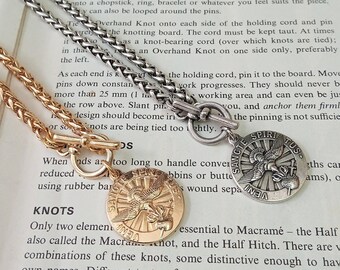 Gold necklace with toggle clasp and gold coin pendant, Toggle necklace, Gold toggle necklace, Gold chain necklace