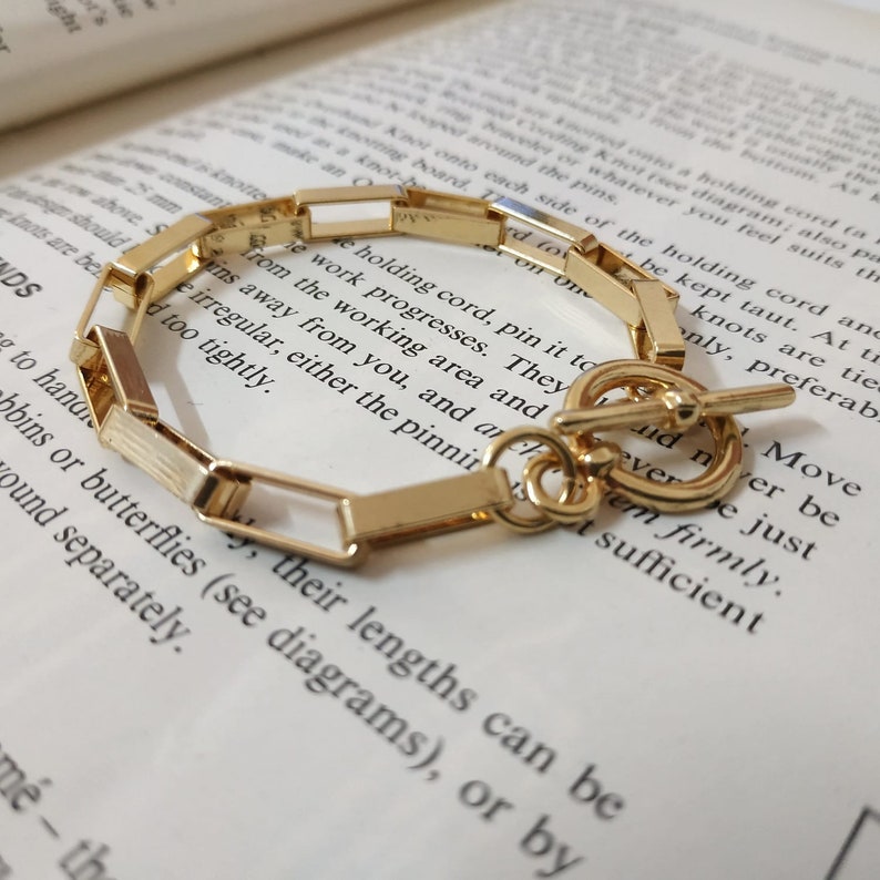 Gold Chain Bracelet Gold Toggle Bracelet Etsy