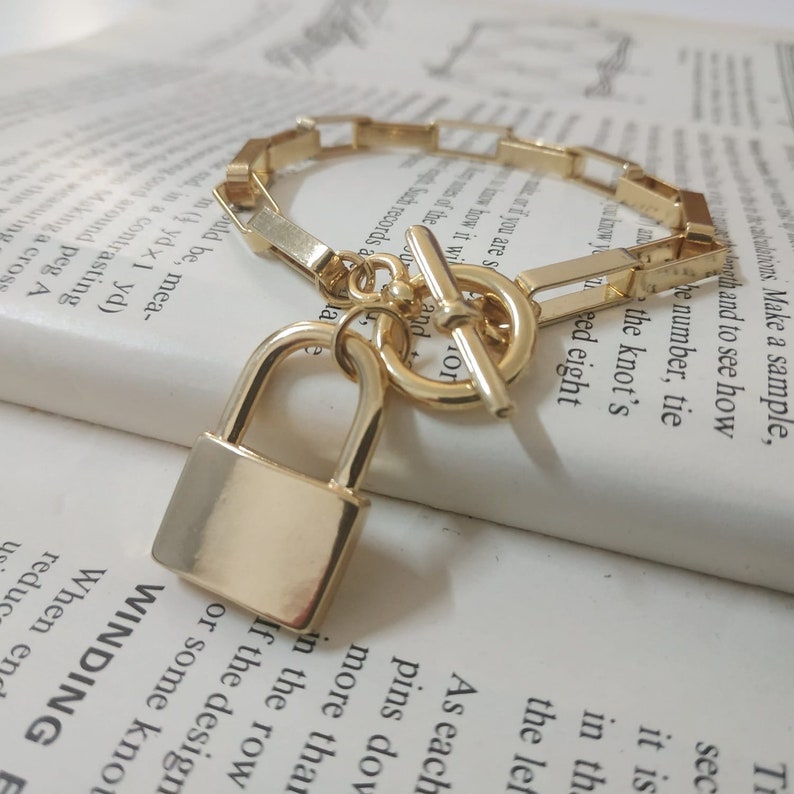 Trendy Lock Bracelet Gold Chain Bracelet Etsy