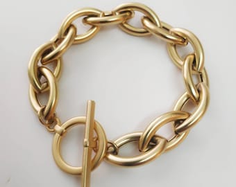 Gouden schakelarmband, statementarmband, schakelarmband goud