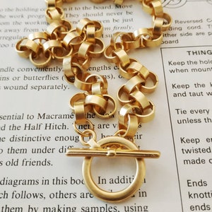 Gold chain necklace, Rolo chain necklace, Gold toggle necklace