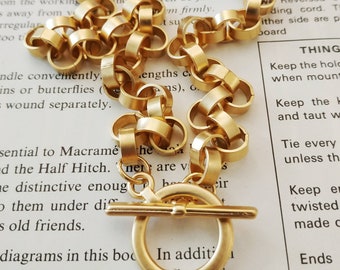 Gold chain necklace, Rolo chain necklace, Gold toggle necklace