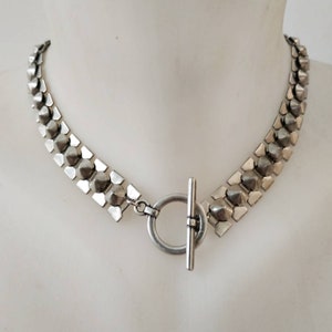 Wide silver choker, Punk choker necklace