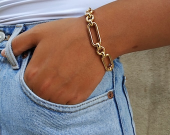 Geometric chain bracelet,Unique Bracelet, Link bracelet