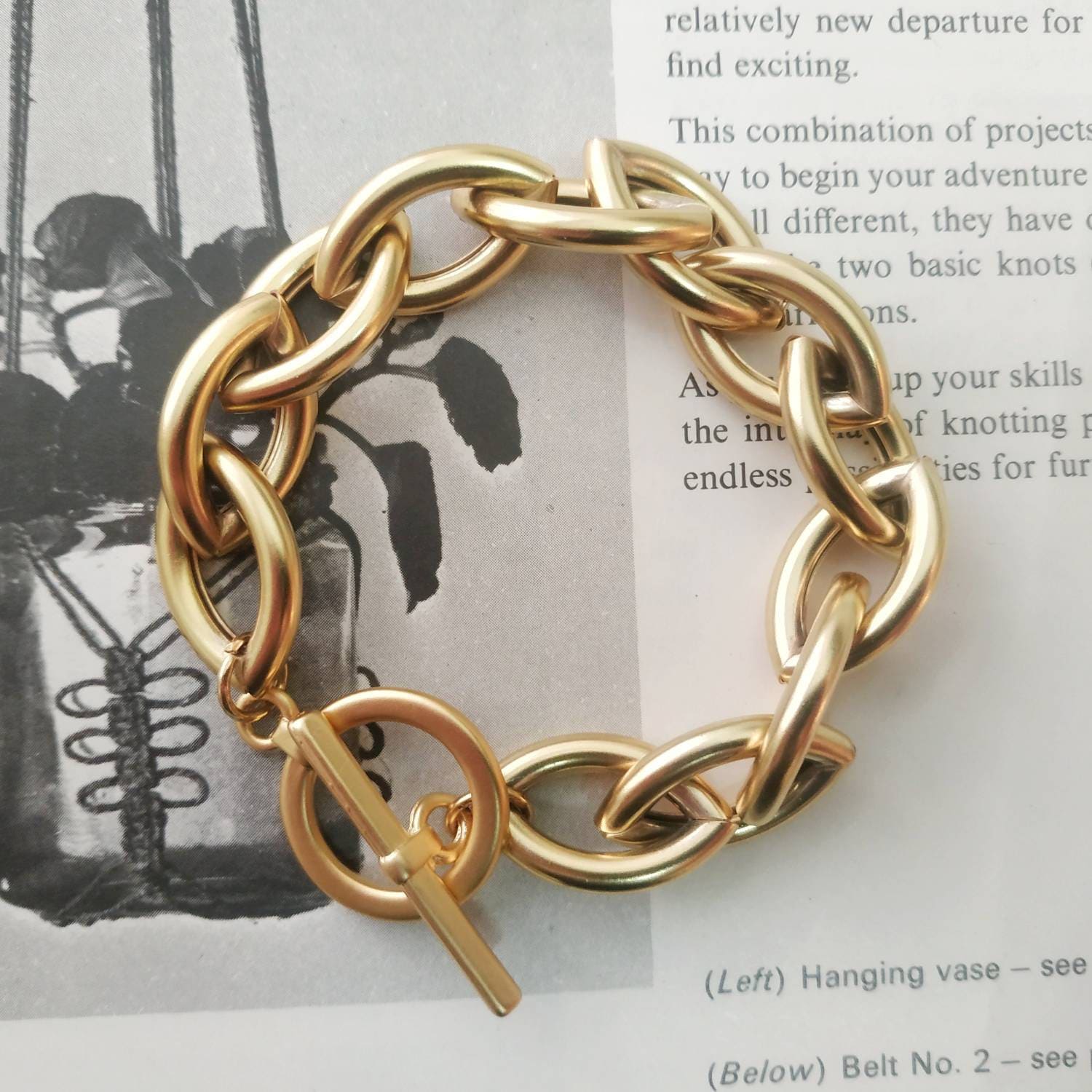 Gold chain bracelet, Statement bracelet, Toggle bracelet gold