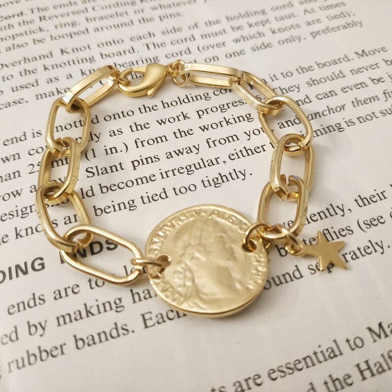 Pendant Gold Bracelet Gold Coin Bracelet Gift for Women Coin Etsy